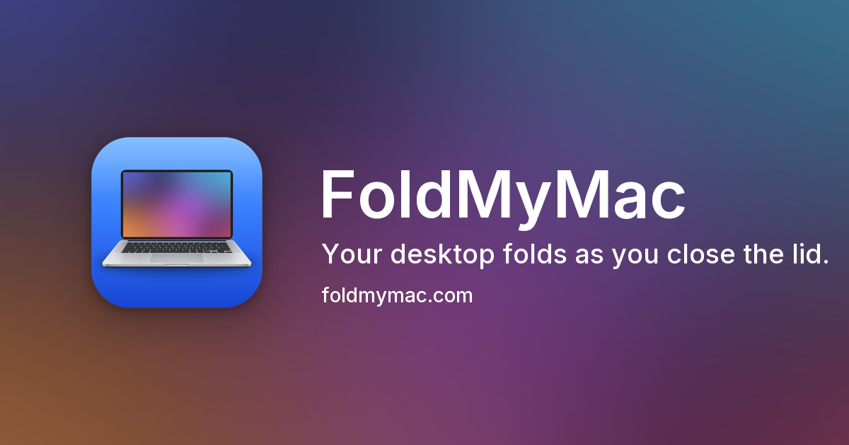 FoldMyMac app icon: a MacBook whose desktop folds as you close the lid
